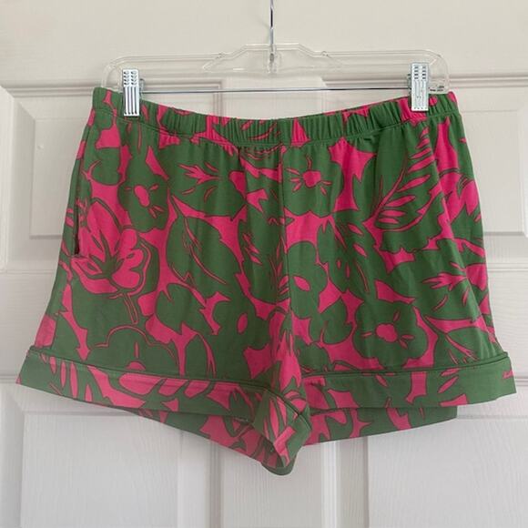 Kate Spade Pajama Set Shortie Pink & Green Floral Pockets Women's Medium NWT - Picture 4 of 12